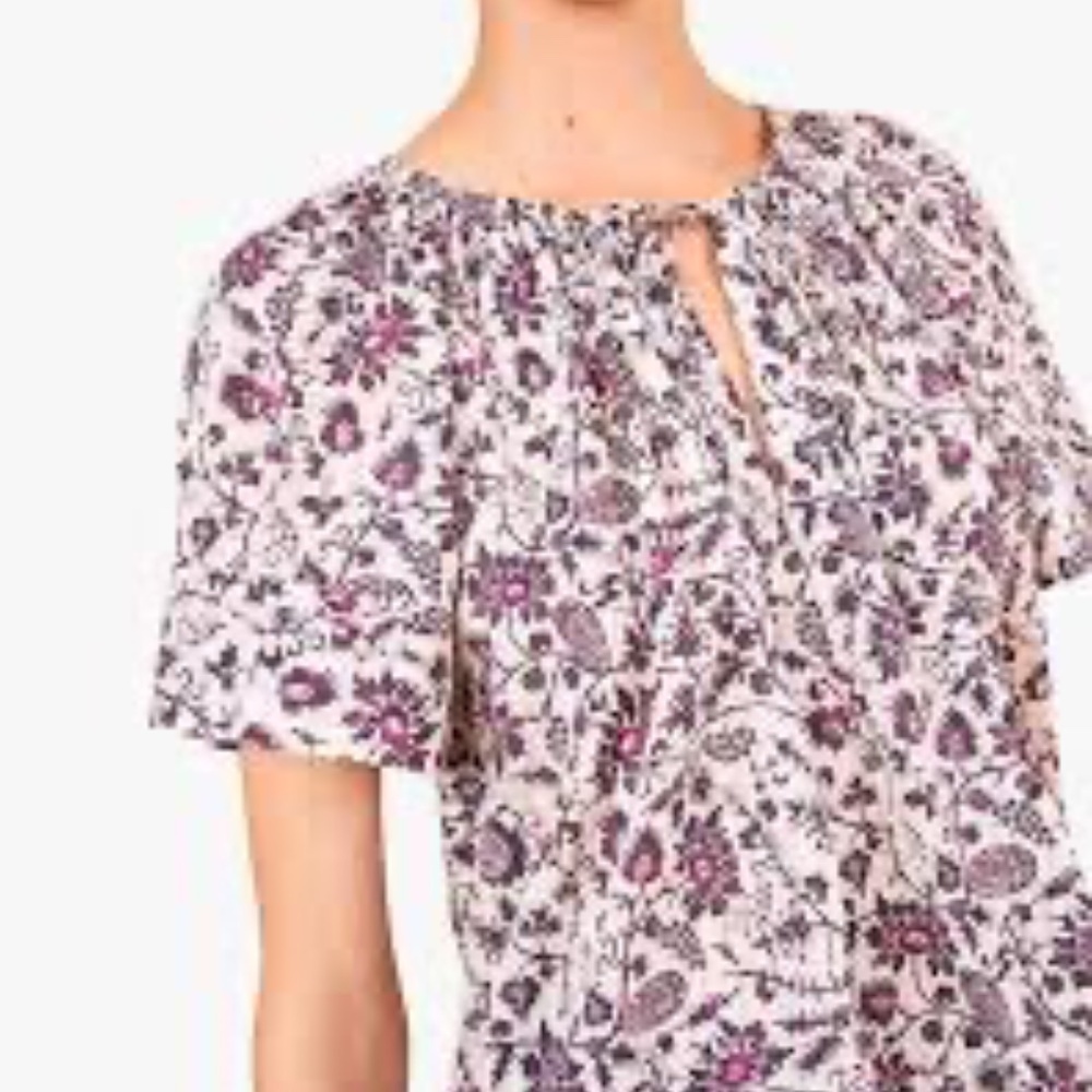 Ulla Johnson Sena Flutter Sleeve Cotton Blend Top Size 2 Floral Cottagecore